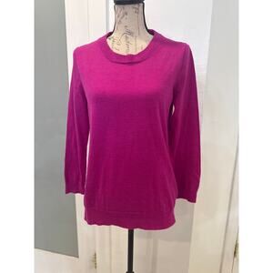 J CREW Women’s Magenta 100% Merino Wool Crew Neck Sweater Size L